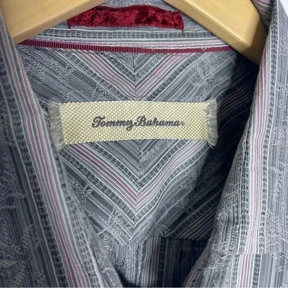 Tommy Bahama Palm Tree Stripe Button Up Shirt Size Large - Picture 5 of 6